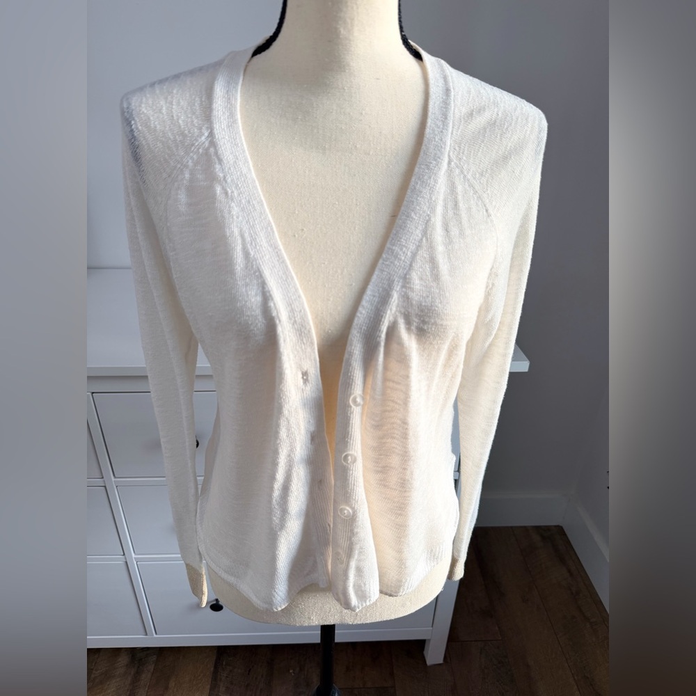 The Limited Cream Lightweight Button-Front Cardigan